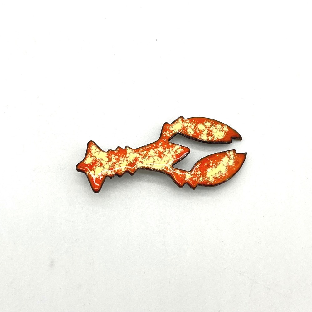 Lobster Brooch Pin Enamel Orange Yellow Vintage Nautical Jewelry Vintage‎